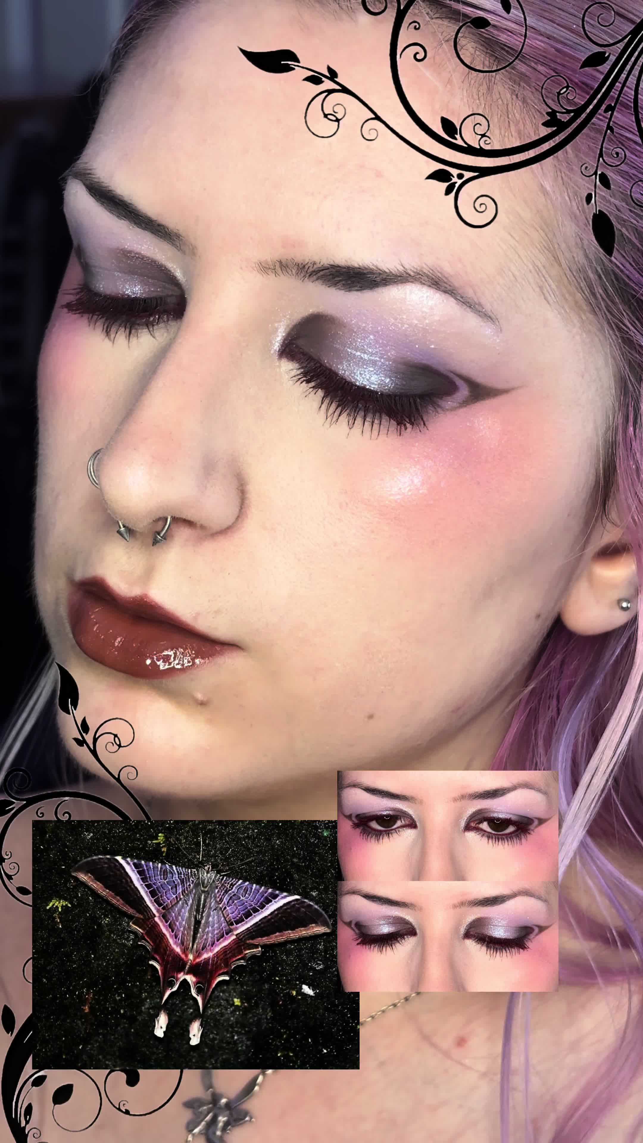 TikTok post by @sadg1rlsyndrome for Godmode Beauty. Caption reads: [...] I’m obsessed 🍂💜🔮 Products used : @GODMODE....