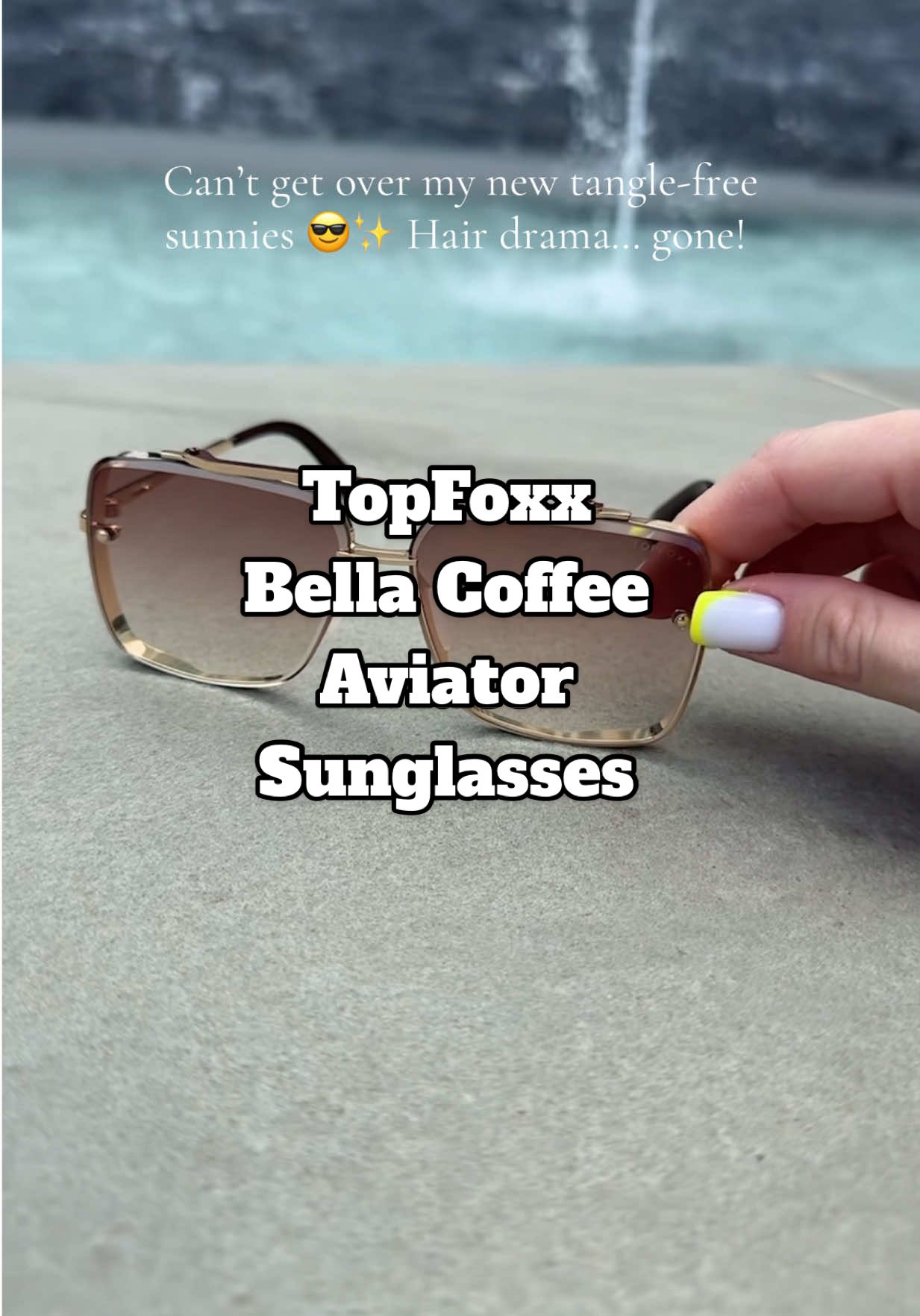 TikTok post by @notaperfectmom1 for TopFoxx. Caption reads: [...] shades without the hair drama! ✨💁‍♀️....