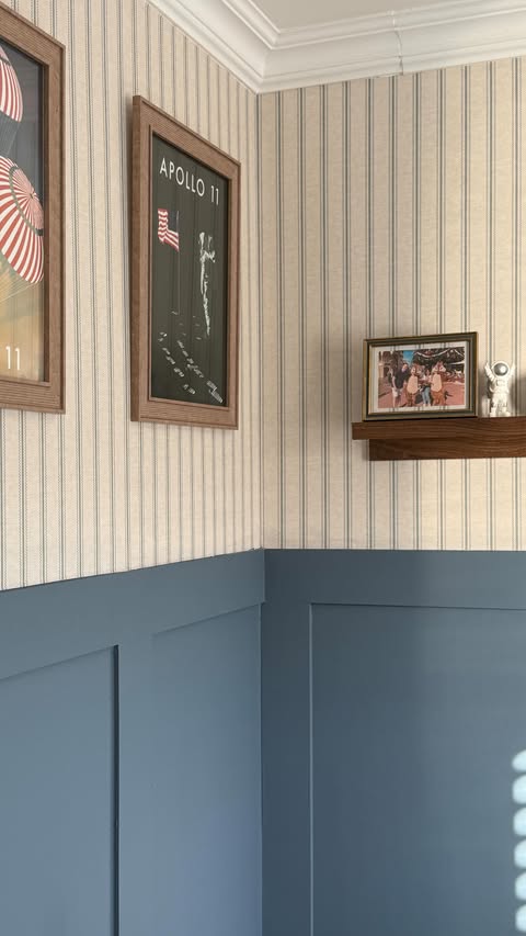 Instagram post by @our.hanburyhome for Online Home Shop. Caption reads: [...] @dunelmuk Wall shelf @ikeauk Rug....