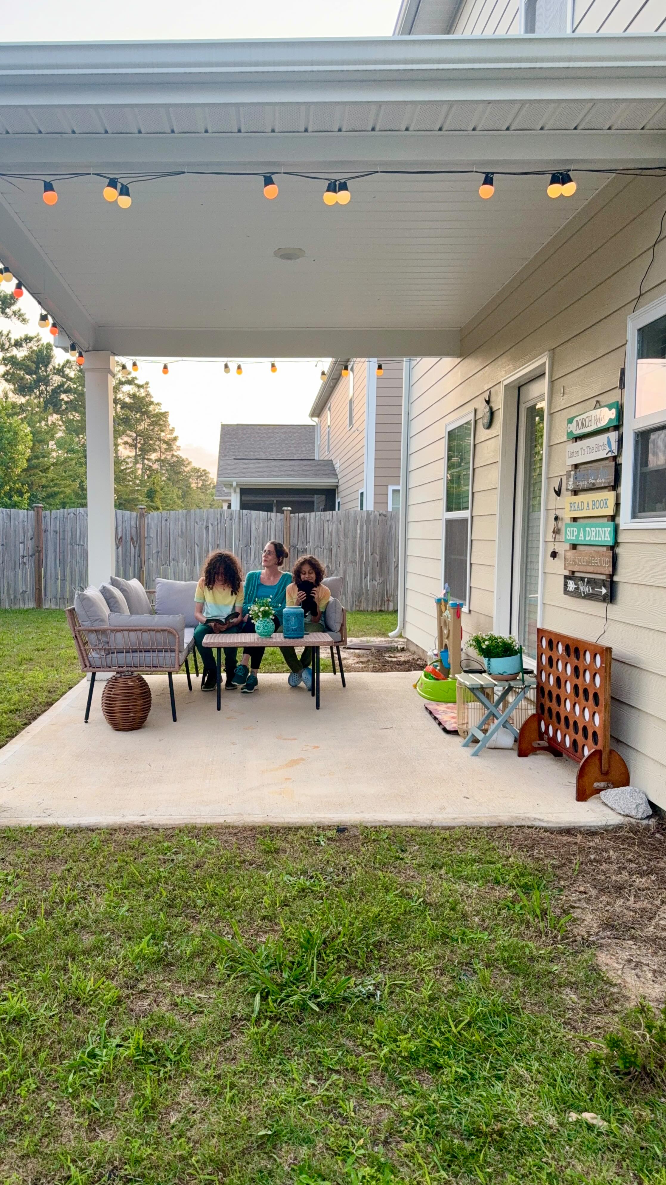 Instagram post by @greeneclecticmama for Govee. Caption reads: #ad I was able to create the ultimate outdoor....