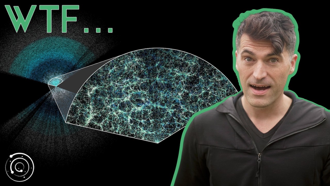 YouTube post by @CoolWorldsLab for Storyblocks. Caption reads: Shocking Result from DESI Stuns Cosmology.