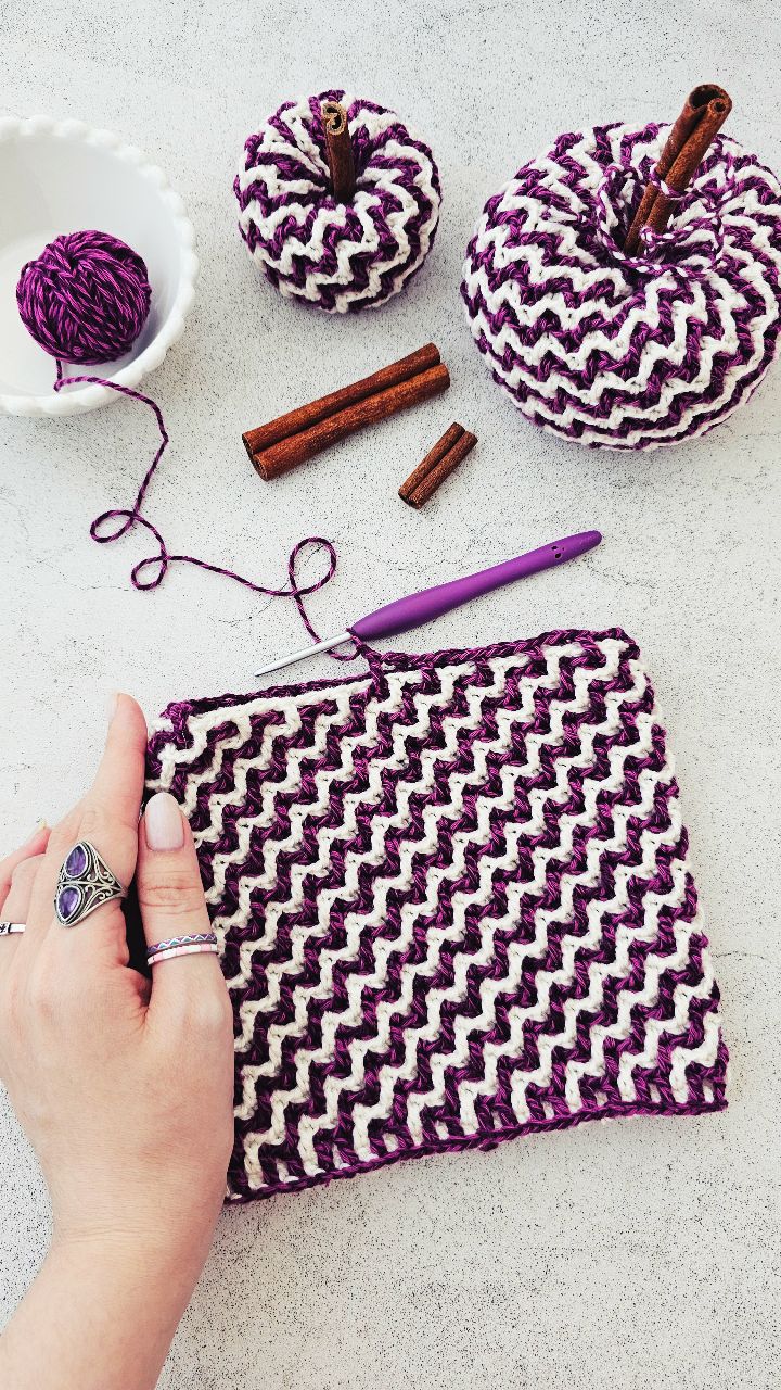 Instagram post by @crochethighway for We Are Knitters. Caption reads: The ✨️ Steppingstone Pumpkin ✨️

It's my favorite....