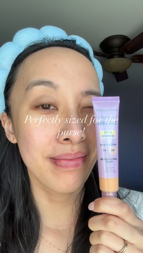 Instagram post by @jjsinstareviews for Makeup Revolution. Caption reads: [...] skincare + SPF + tint! This is the....