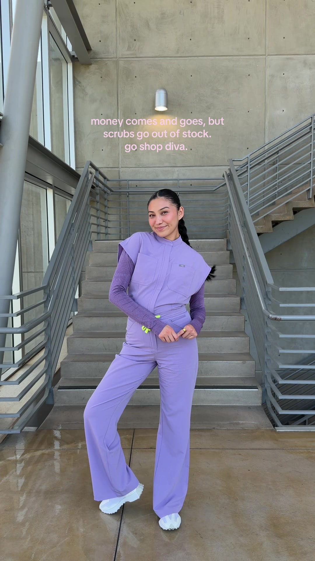 TikTok post by @kelly.herr for FIGS. Caption reads: [...] fireside and purple haze!! @wearfigs....
