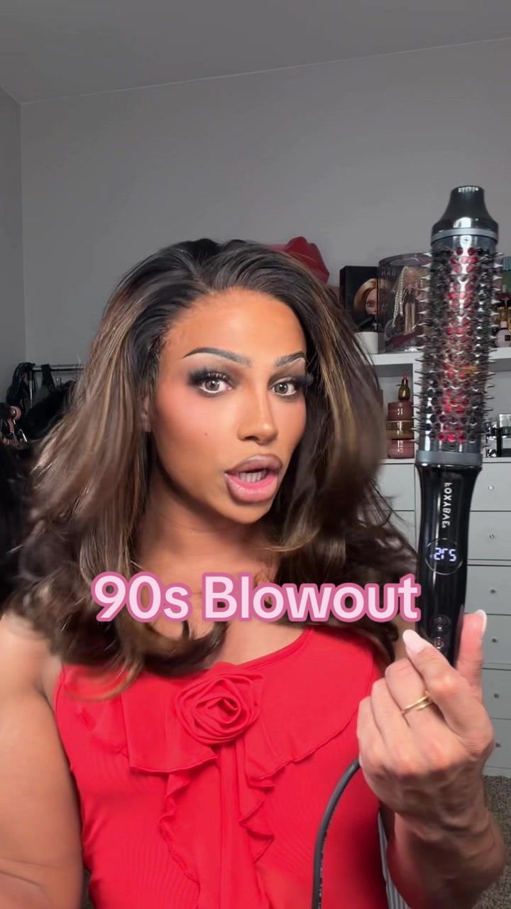 TikTok post by @glambyjerr for FoxyBae Hair. Caption reads: @FoxyBae Hair inferred Thermal Round brush really....