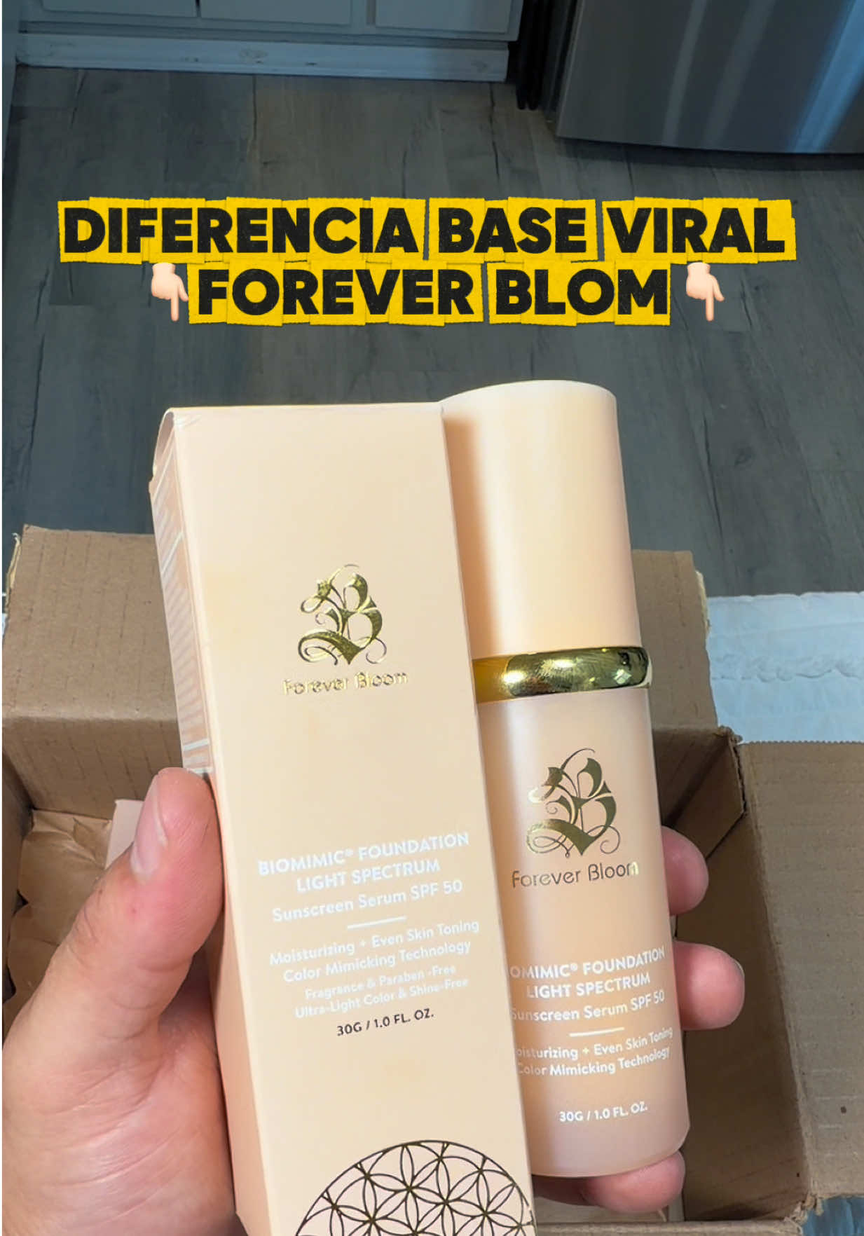 TikTok post by @eldonoferton22 for Forever Bloom. Caption reads: [...] Foundation 4 in 1 Light Spectrum @Forever....