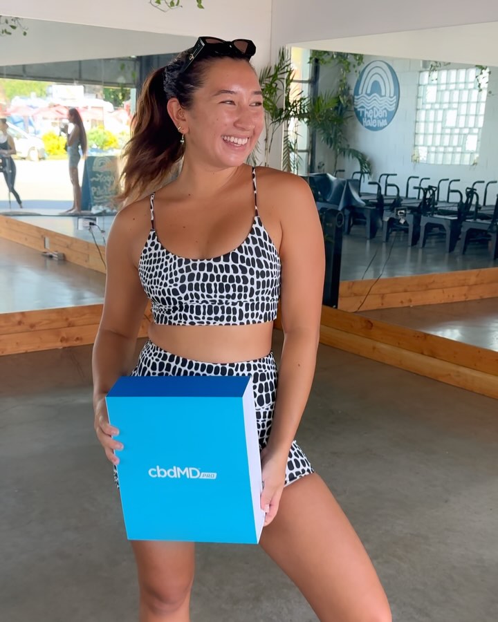 Instagram post by @sally.cohen for cbdMD. Caption reads: Stoked to officially join the @cbdmd.usa family!....