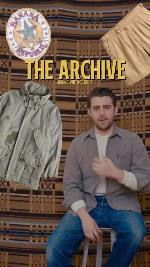 Instagram post by @simon__gold for Banana Republic. Caption reads: Let’s dive into the @bananarepublic archive and....