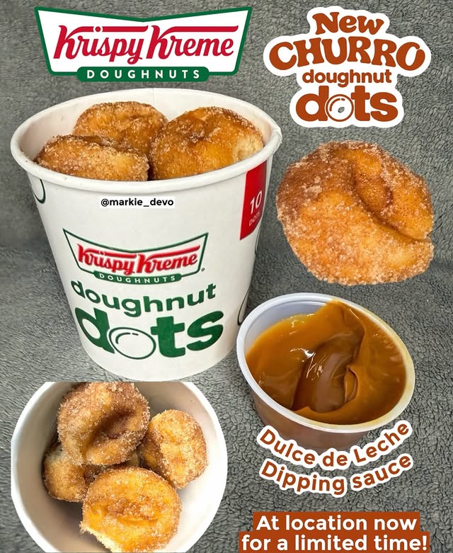 Instagram post by @markie_devo for Krispy Kreme Doughnuts. Caption reads: Just spectacular!👌🏻👌🏻 Krispy Kreme sent over....
