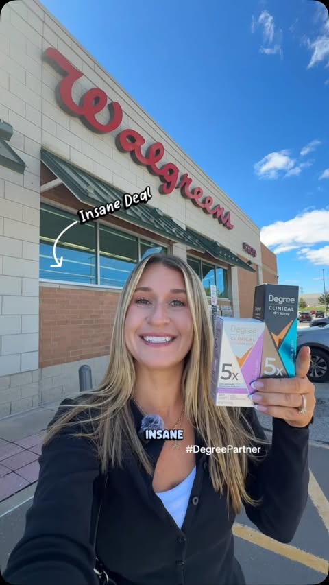 Instagram post by @savingwithshayna for Degree. Caption reads: What an insane deal!!!👏 #DegreePartner BOGO 50%....