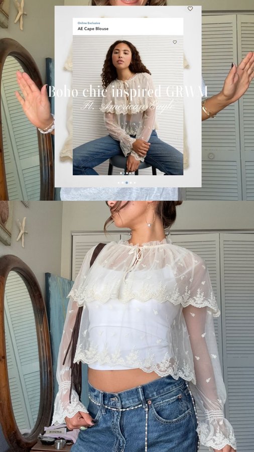 Instagram post by @briwehan for American Eagle. Caption reads: Coastal Boho winter > yes pls 
@americaneagle
....