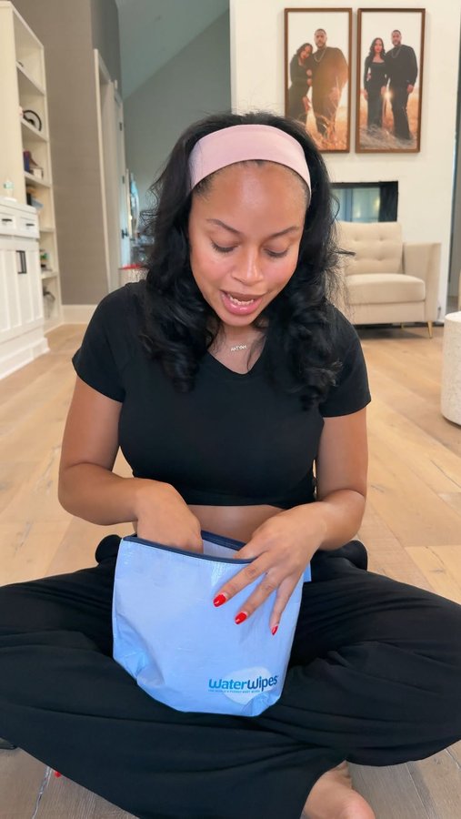 Instagram post by @trimiesha.joyner for WaterWipes. Caption reads: #ad PARENT EMERGENCIES call for @waterwipes! One....