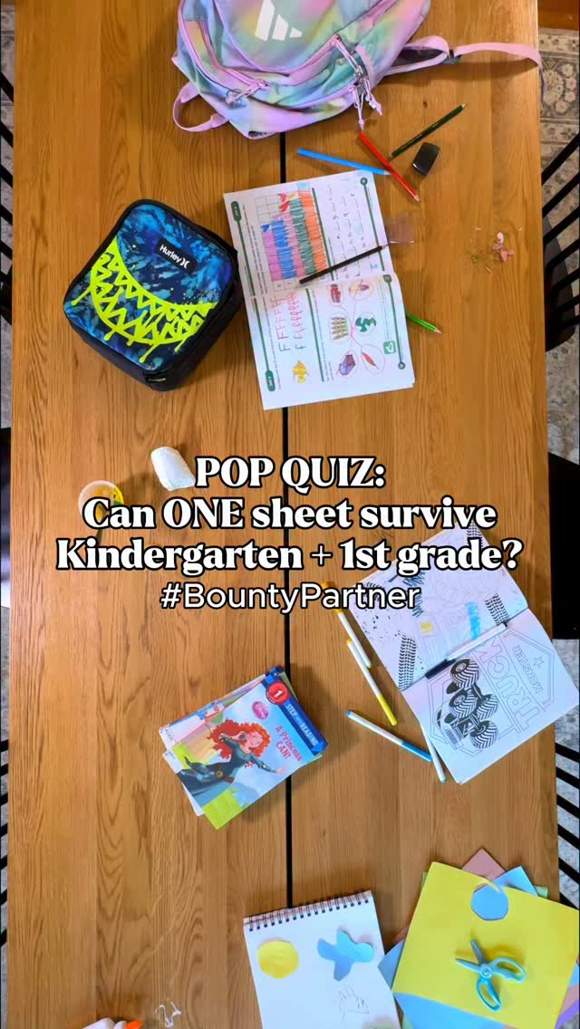 Instagram post by @hannahssentiment for Bounty Paper Towels. Caption reads: #BountyPartner My dining table after kindergarten....