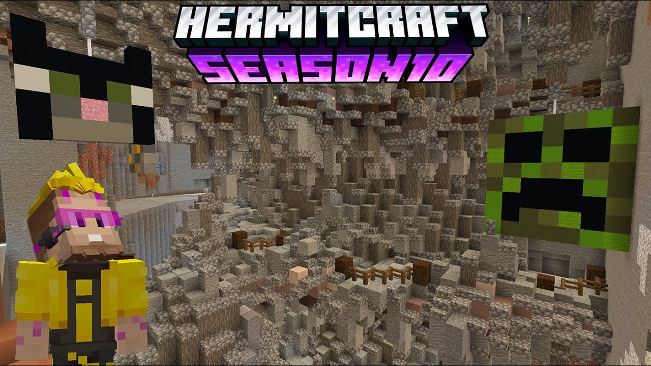 YouTube post by @impulseSV for ExpressVPN. Caption reads: The Big Dig! (Tribute) - Hermitcraft 10 | Ep 42.