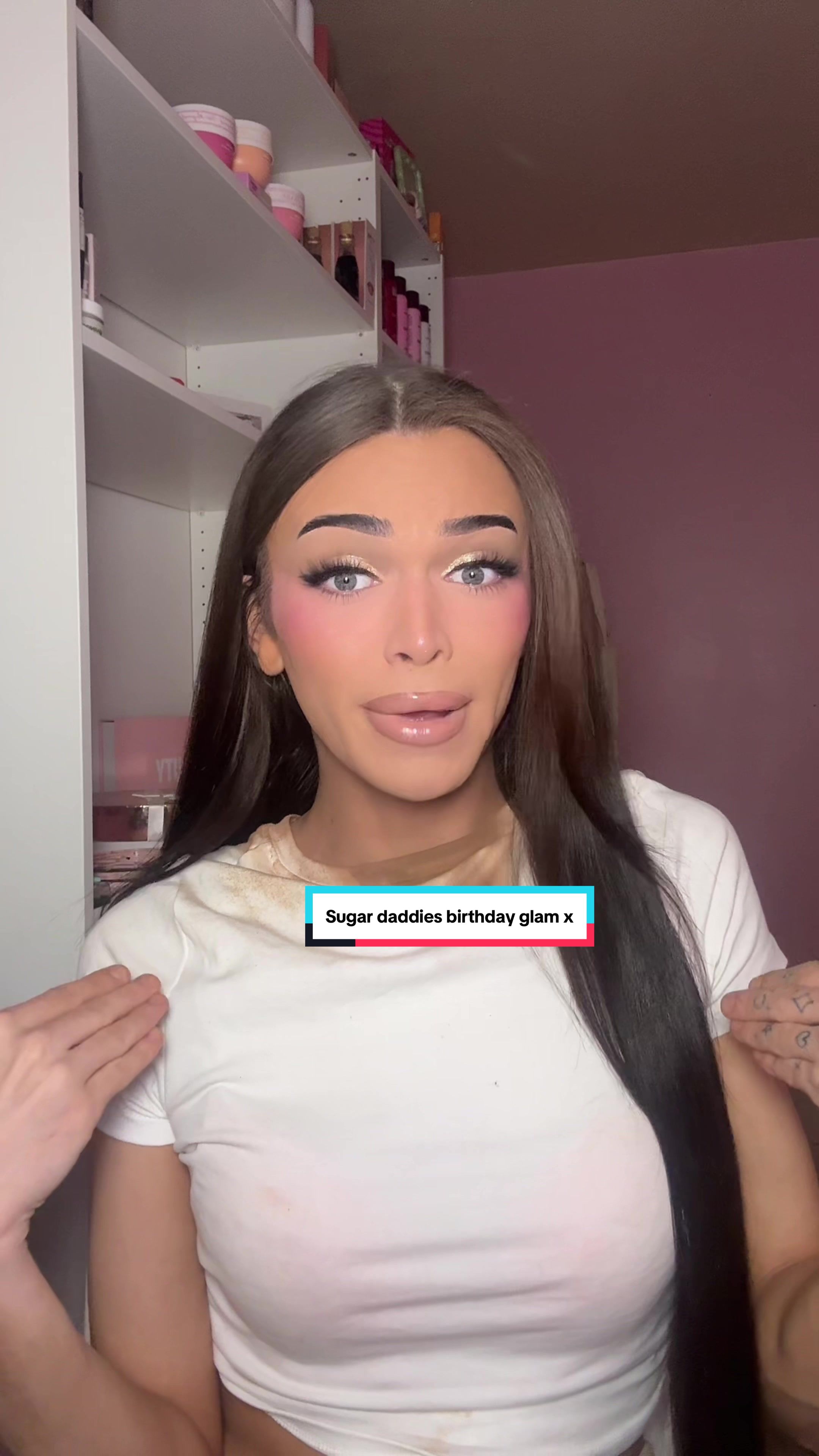 TikTok post by @psmakeup21 for HNB Cosmetics. Caption reads: Say happy birthday to my sugar daddy in the....