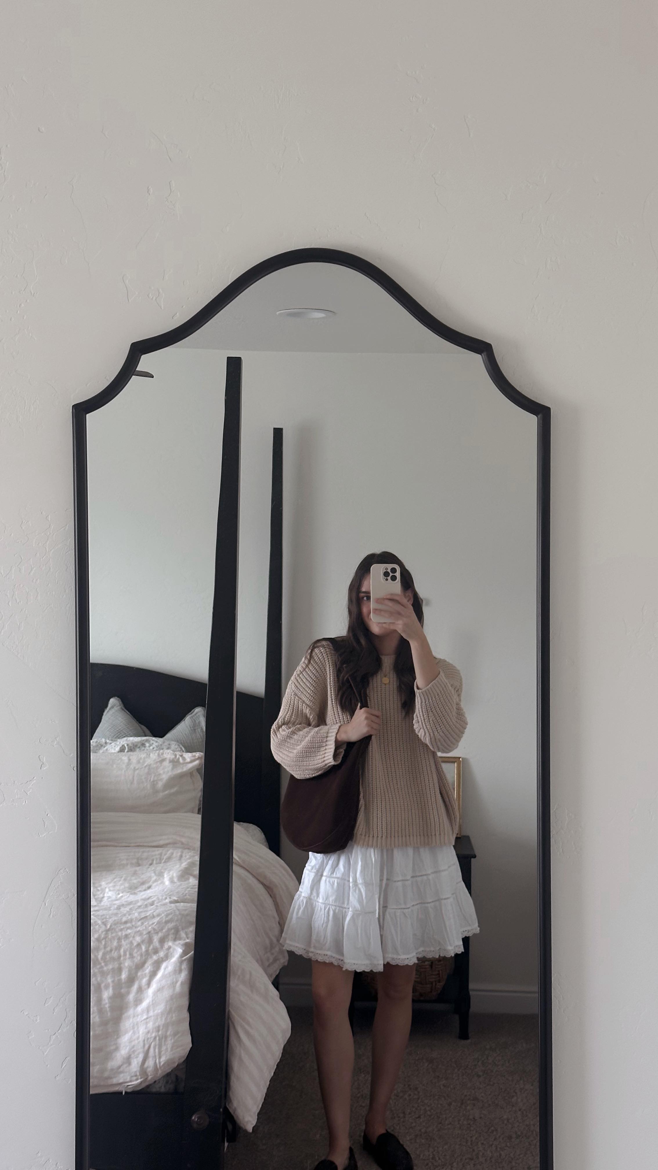 Instagram post by @allie.zundel for Portland Leather Goods. Caption reads: I’ve been wanting a suede bag to pair with my....