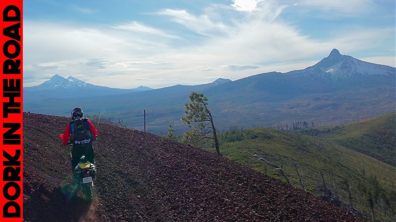 YouTube post by @DorkintheRoad for Mosko Moto. Caption reads: Suzuki DRZ4s vs Oregon BDR Optional HARD Section....