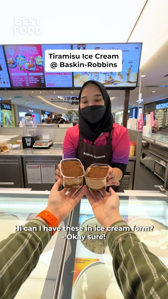 Instagram post by @bestfoodmalaysia for Baskin-Robbins. Caption reads: Calling all the Tiramisu lovers to try the new....
