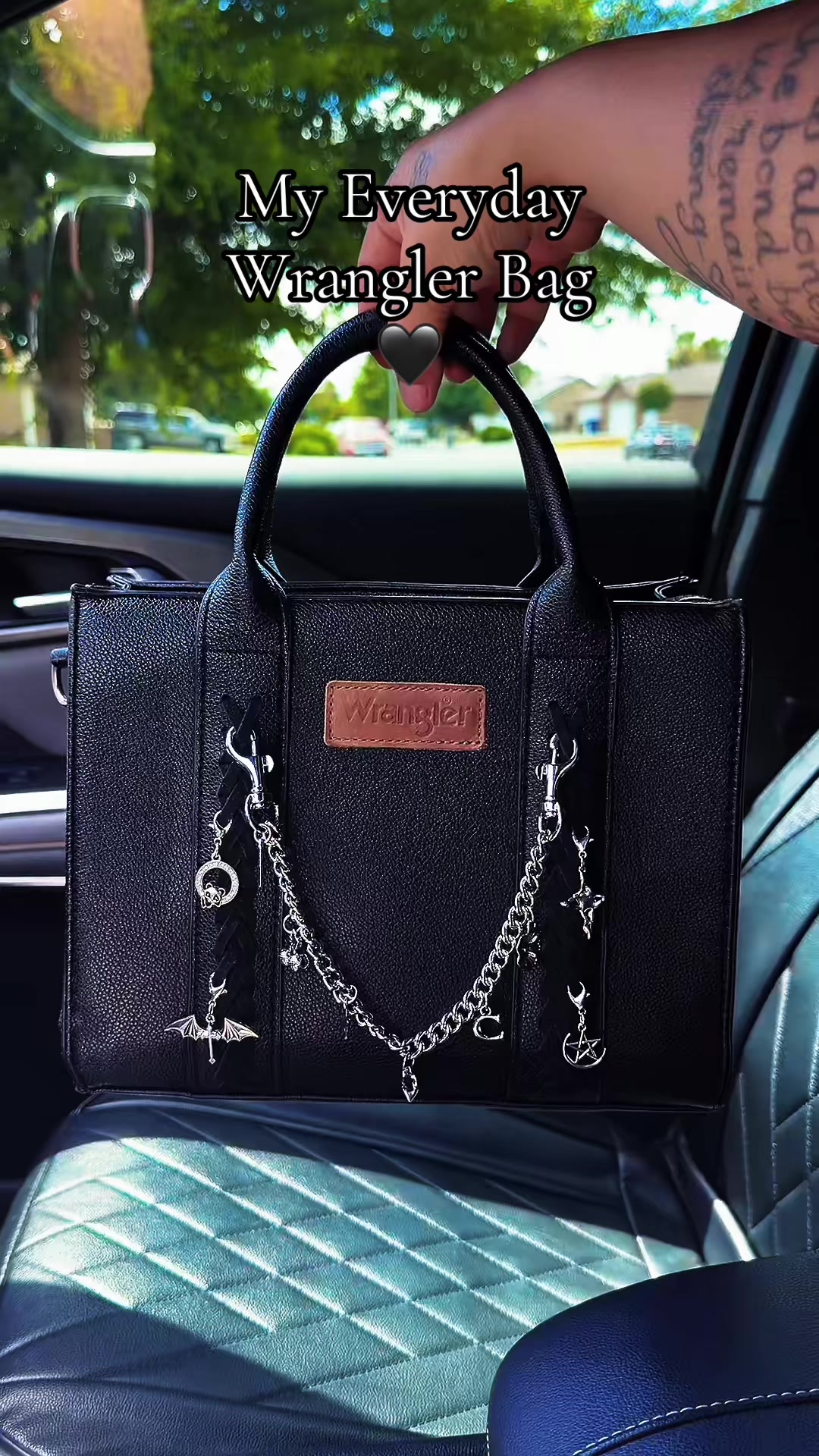 TikTok post by @vianey.f_ for Rustic Charm Bootic. Caption reads: Gorgeous Medium Size bag @Rustic Charm Bootic....