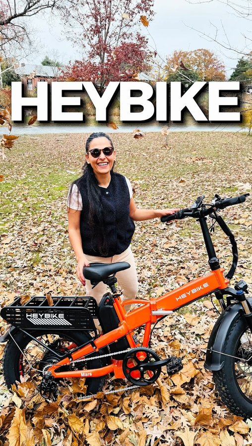 Instagram post by @america.timee for Heybike. Caption reads: #ad 🚴‍♂️ @heybike_official Mars 2.0 — built for....