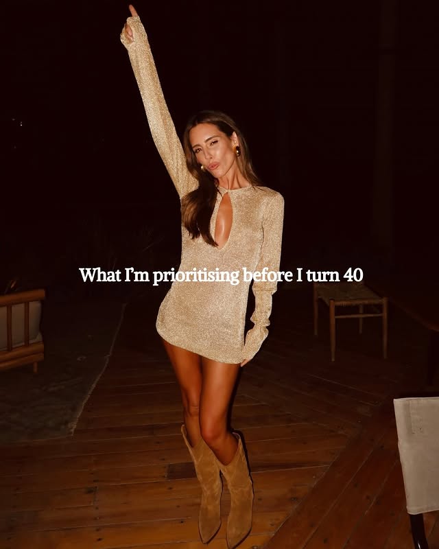 Instagram post by @coral_pearl_ for OneSkin. Caption reads: Can’t believe the year has come that I turn 40…....