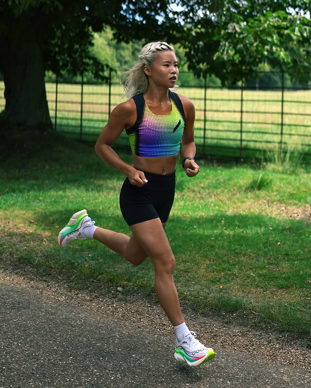 Instagram post by @kalia.lai for Saucony. Caption reads: Summer race season is here and the @saucony_eu....