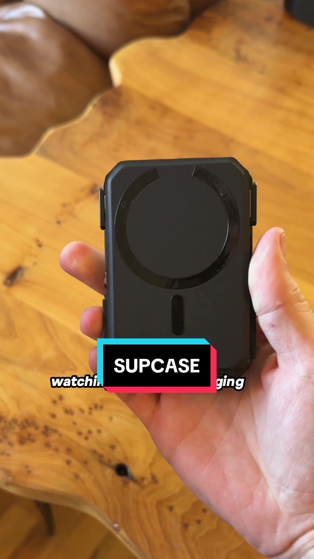 TikTok post by @trutech for Supcase. Caption reads: [...] a great magnetic wallet for your phone....