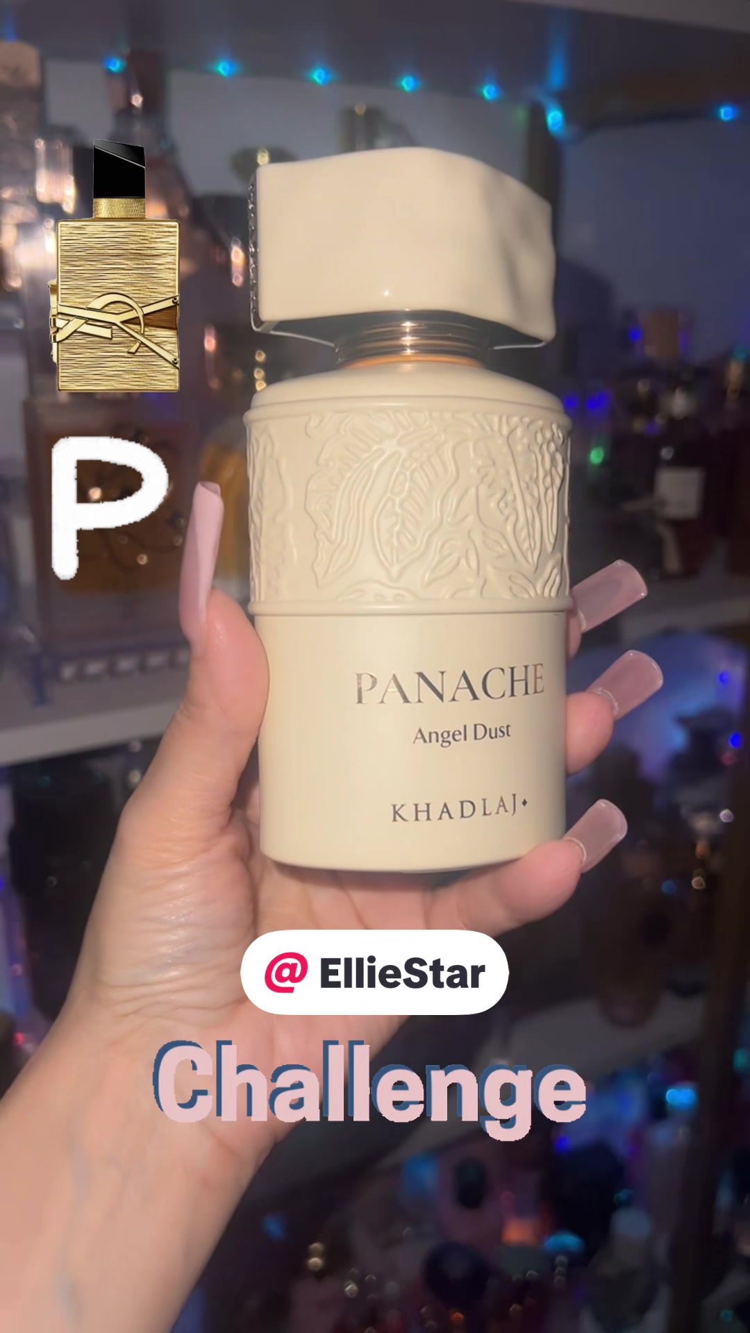 TikTok post by @perfume_queen_ for Beauty House. Caption reads: [...] #perfume #challenge @EllieStar @BeautyHouse....