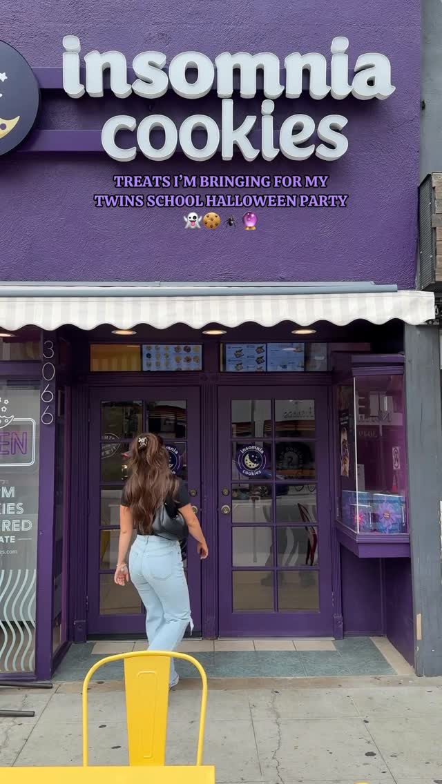 Instagram post by @shellykowatch for Insomnia Cookies. Caption reads: This is the ultimate parent Halloween hack because....