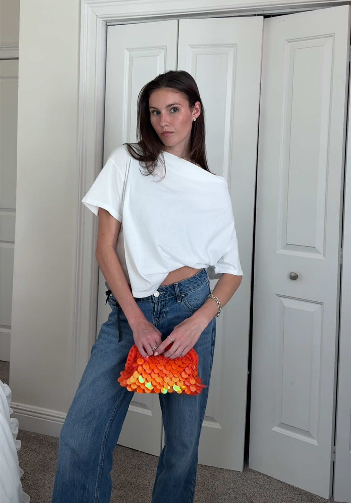 TikTok post by @morgancristina for nuuds. Caption reads: [...] the most perfect off the shoulder top!....