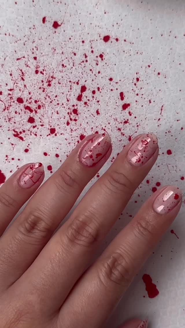Instagram post by @nailartbysig for Arctic Fox Hair Color. Caption reads: 🩸🔪 (it’s just nail polish!) This technique can....