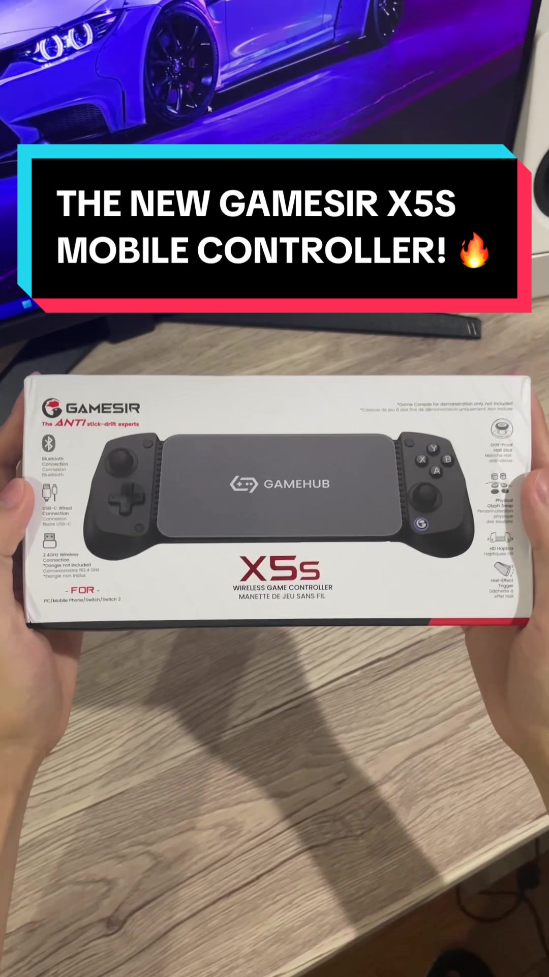 TikTok post by @coolthingies for GameSir. Caption reads: [...] like a console 😳 The new GameSir X5s works....
