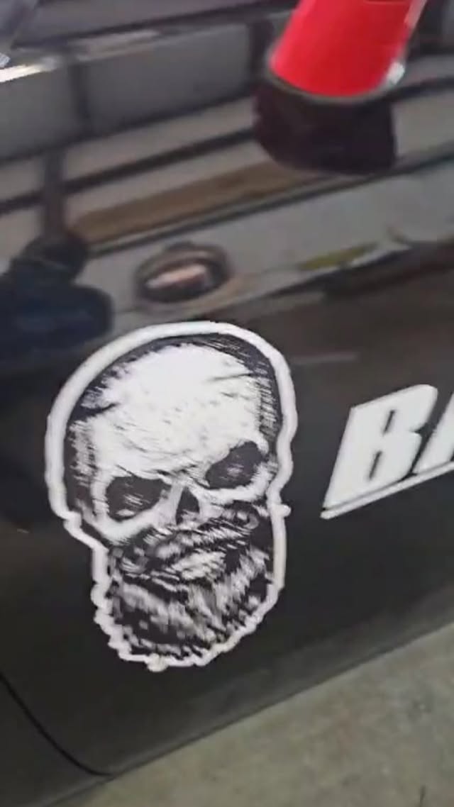 Instagram post by @demonology638 for Nitrous Outlet. Caption reads: Wrapping my sponsors for Roadkill Nights . I will....