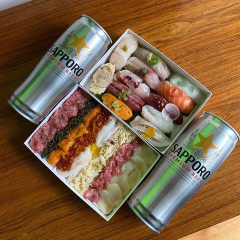 Instagram post by @thesushiguide for Zagat. Caption reads: No sushi dinner is complete without Japan's finest....