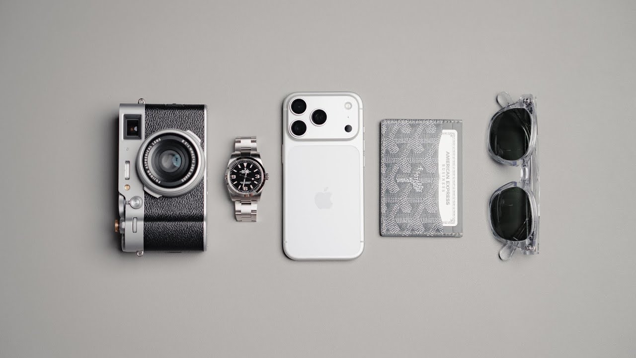 YouTube post by @Oliur for GRAMS28. Caption reads: 15 Premium gentleman's EDC products.