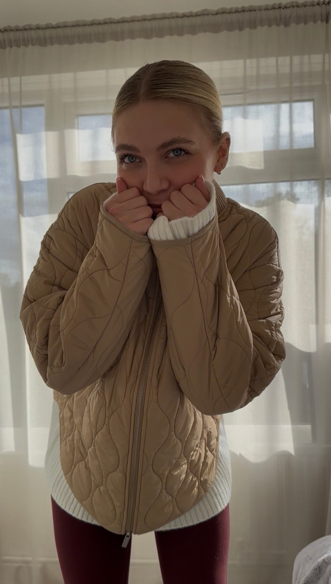 Instagram post by @laurenhillsfit for Sweaty Betty. Caption reads: One jacket, three looks. Meet your new style....