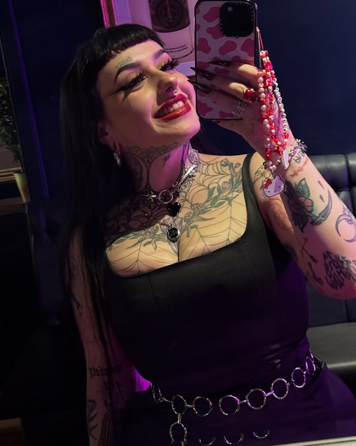 Instagram post by @opheliaxhiraeth for Mary Wyatt London. Caption reads: @marywyatt Dress and belt 
@regalrose jewellery....