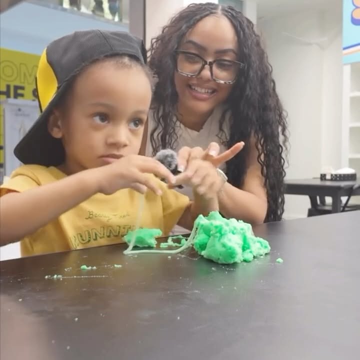 Instagram post by @kaylaharnae for Simon Malls. Caption reads: hear me out… a slime workshop 🤭 the perfect....