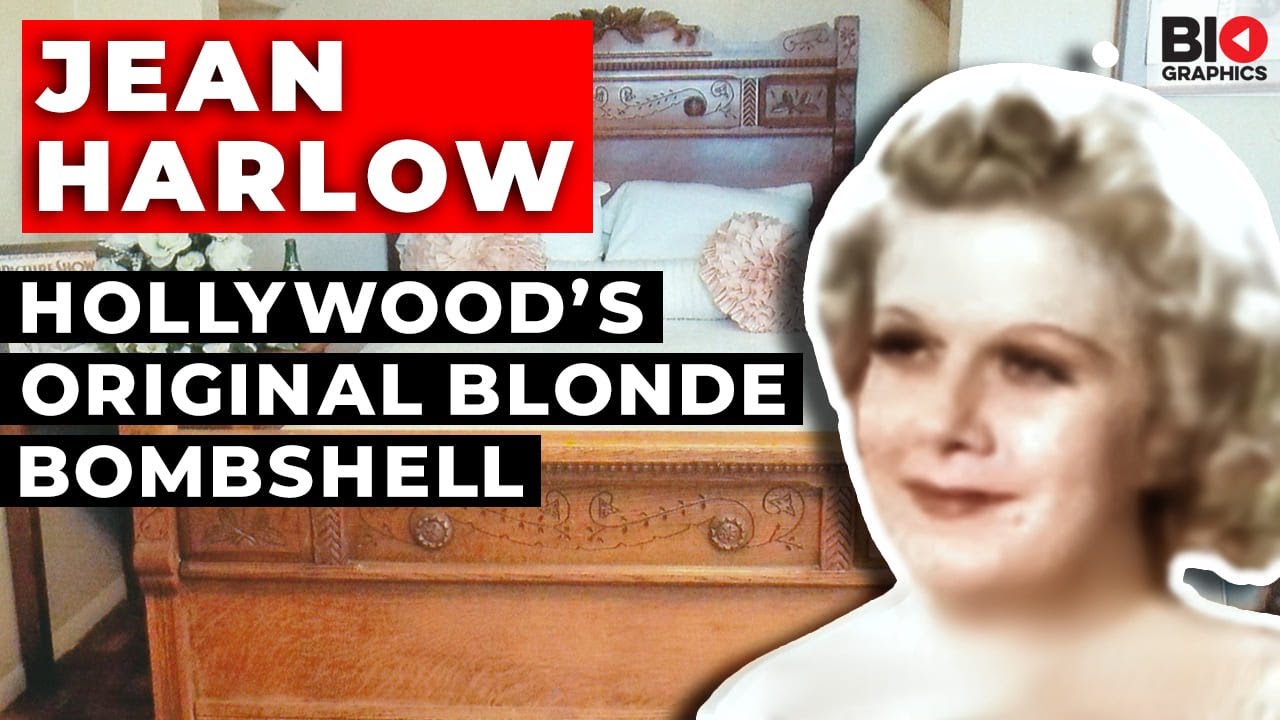 YouTube post by @Biographics for Country Living. Caption reads: Jean Harlow: Hollywood’s Original Blonde Bombshell.