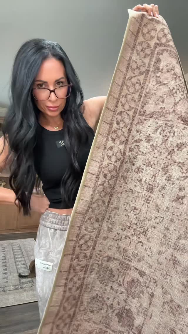 Instagram post by @matteimomof5.3 for Ruggable. Caption reads: Don’t drink and shop friends!! But how cute are....