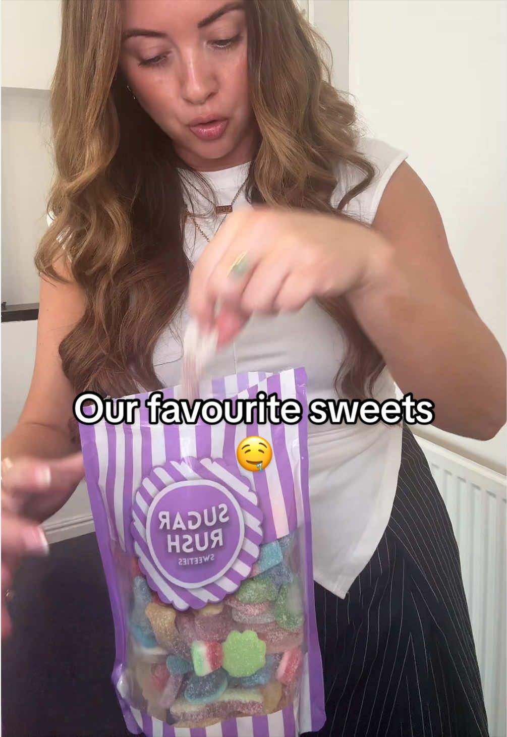 TikTok post by @thehuzies for Sugar Rush Sweeties. Caption reads: [...] little caravan holiday 🍬🍬🍬🍬....