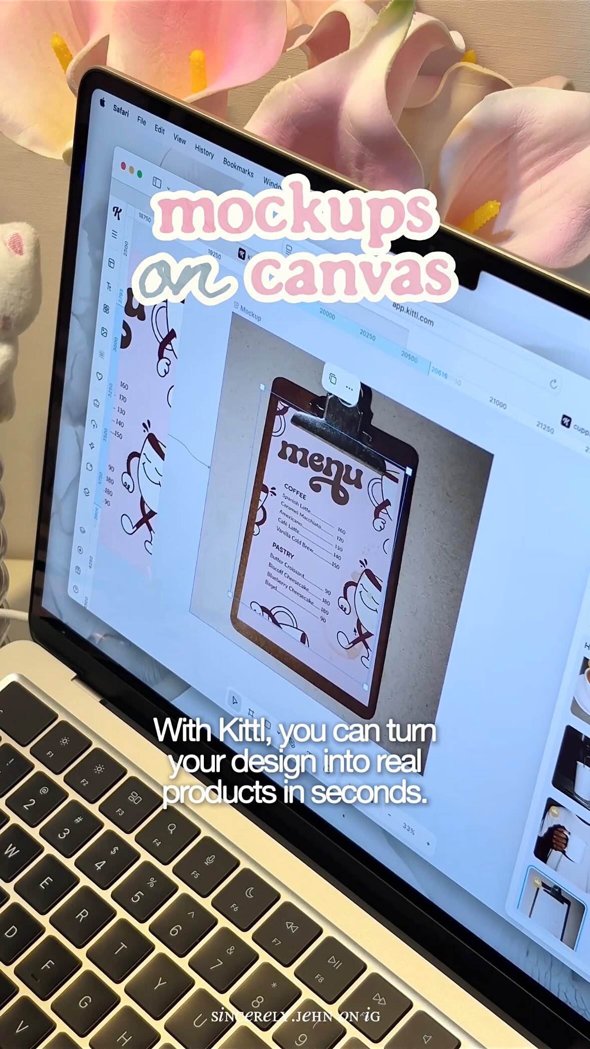 Instagram post by @sincerely.jehn for Kittl. Caption reads: I can't believe these AI tools are free!....