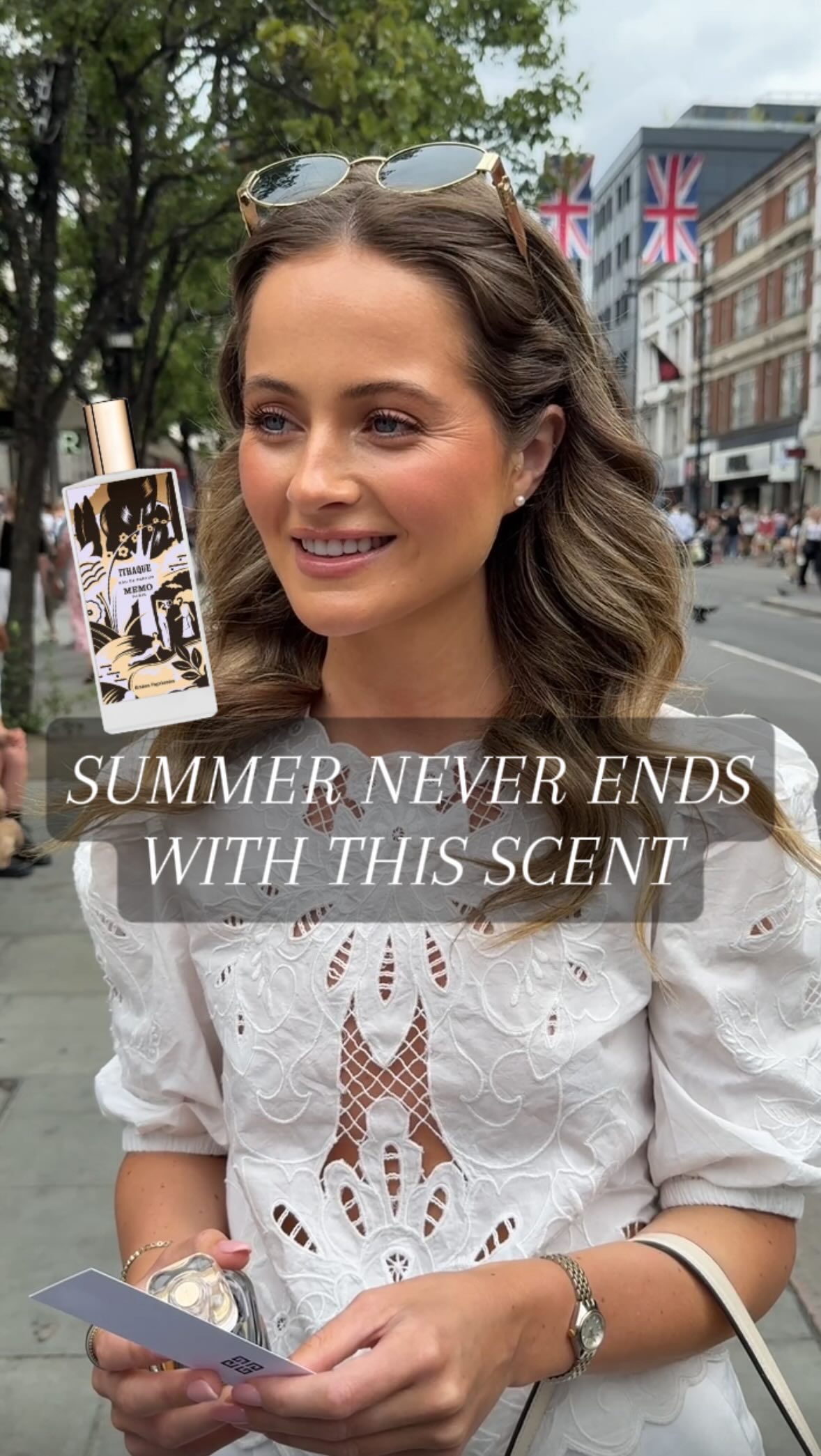 Instagram post by @the___gloss for Memo Paris. Caption reads: Summer never ends with this scent ☀️ Ithaque by....