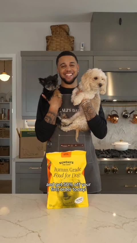 Instagram post by @kburton_25 for Sundays for Dogs. Caption reads: [...] 🐾 I’ve teamed up with @sundaysfordogs....