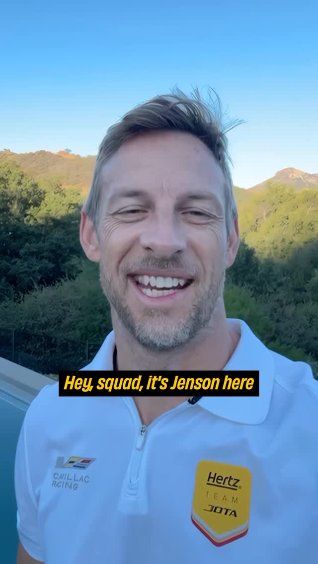 Instagram post by @jensonbutton for Hertz. Caption reads: Going to Lone Star Le Mans in ATX? On September 6,....