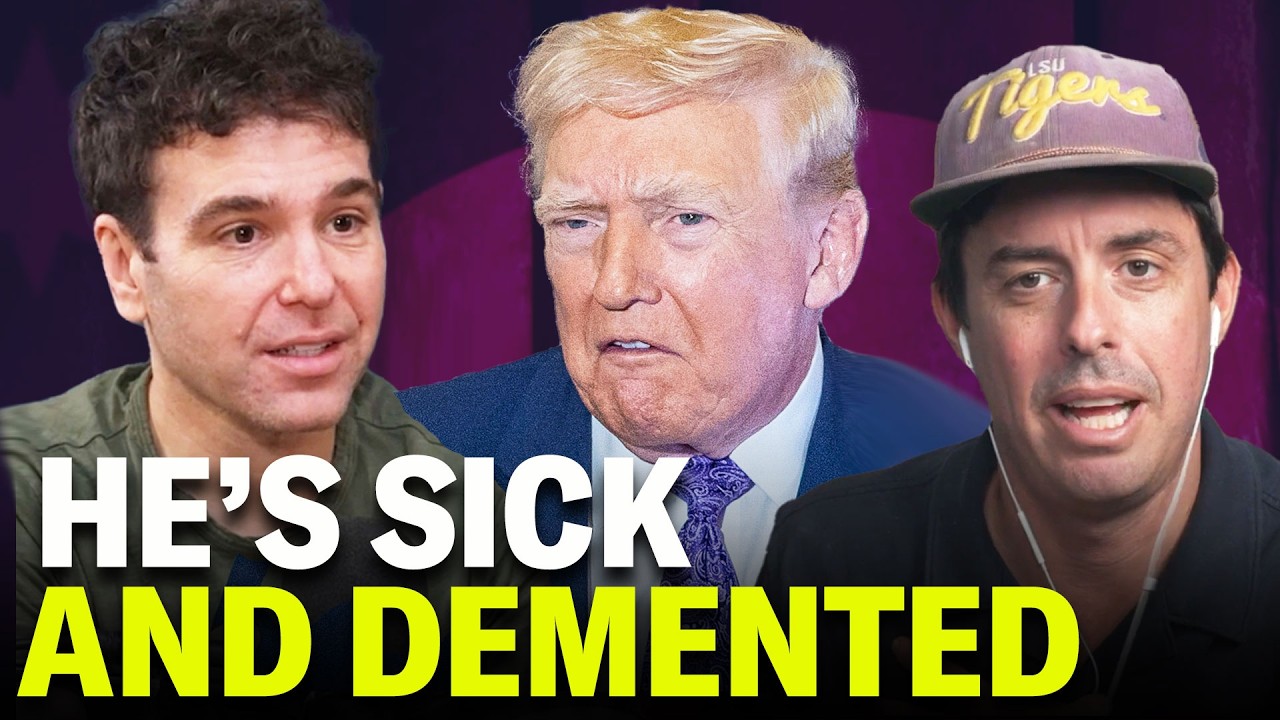 YouTube post by @lovettorleaveitpodcast for OneSkin. Caption reads: Jon Lovett & Tim Miller DESTROY Trump's Disgusting....