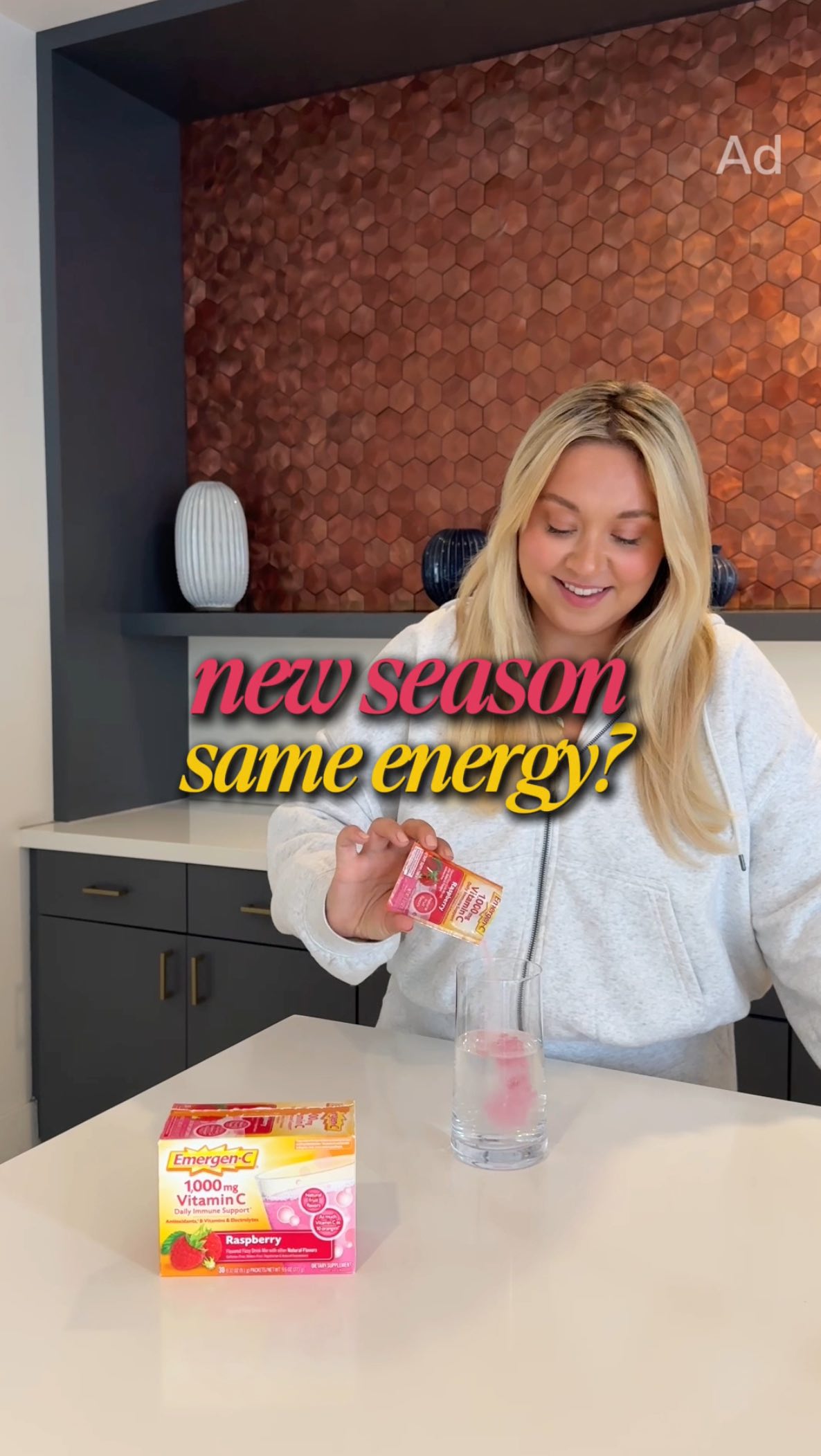 Instagram post by @mackenziedudzik for Emergen-C. Caption reads: #ad Strong all year long with Emergen-C. With the....