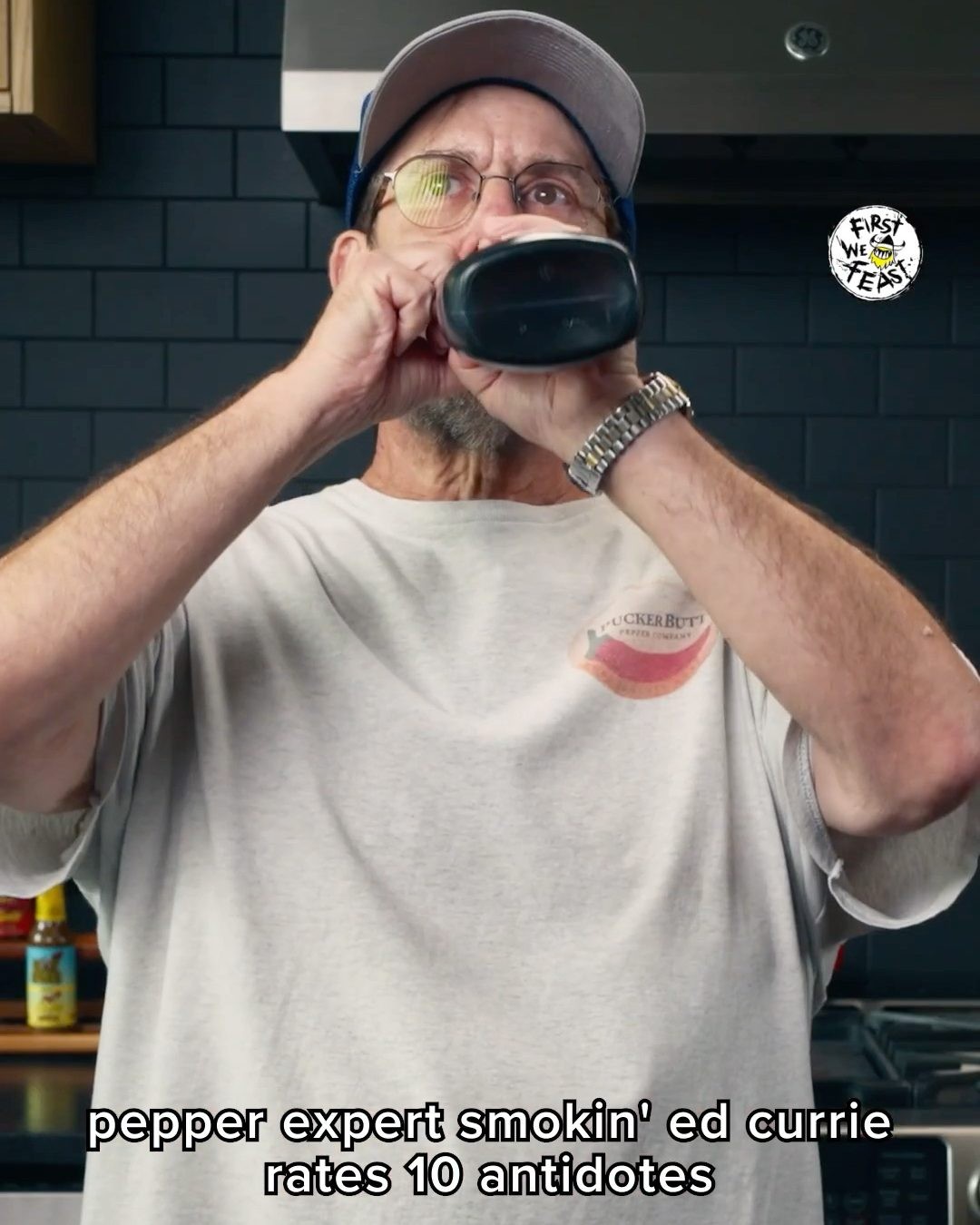 Instagram post by @smokined for First We Feast. Caption reads: 10 crazy hot peppers, 10 antidotes: @smokined....