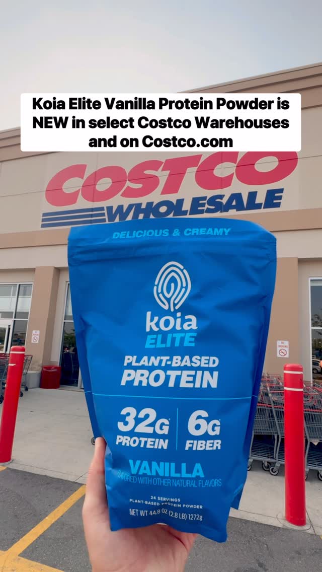 Instagram post by @costcobuys for Koia. Caption reads: 🤩 @drinkkoia Elite Vanilla Protein Powder is NEW....