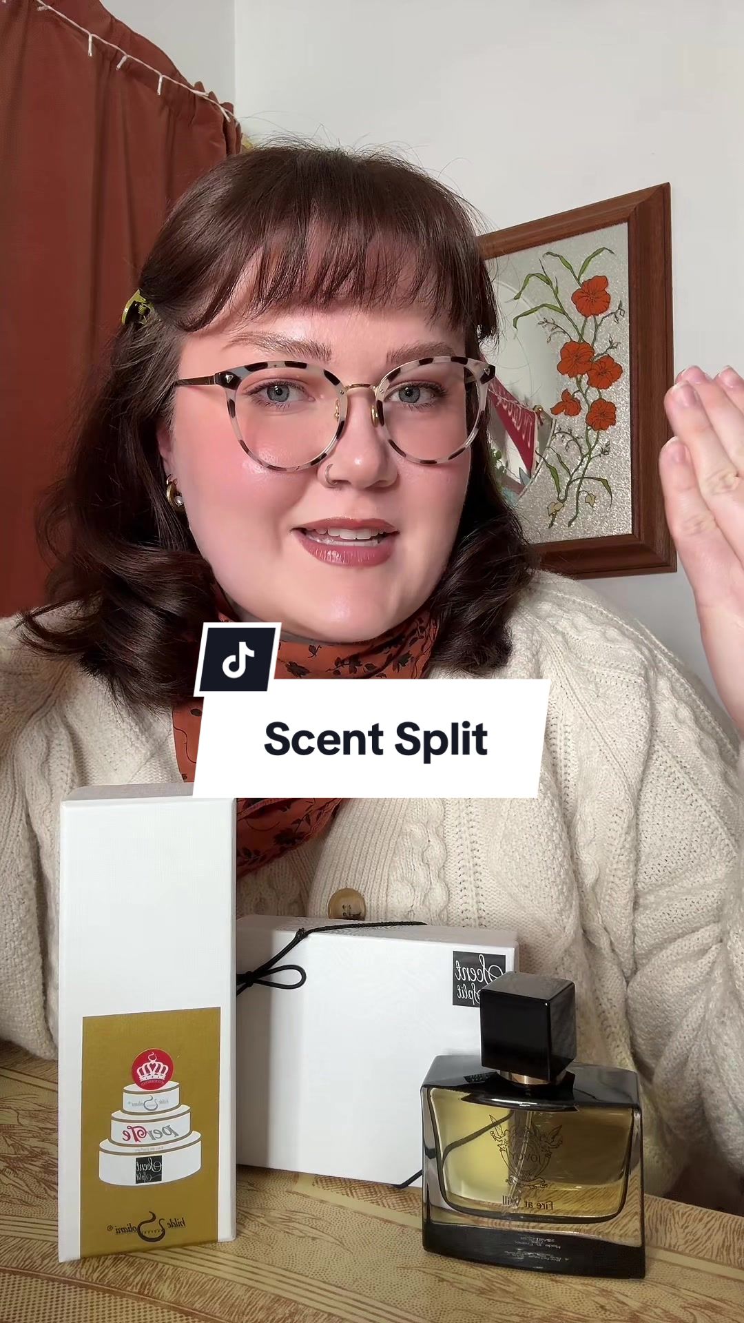 TikTok post by @eliselovessmells for Scentsplit. Caption reads: [...] what’s next on your to-sample list??....